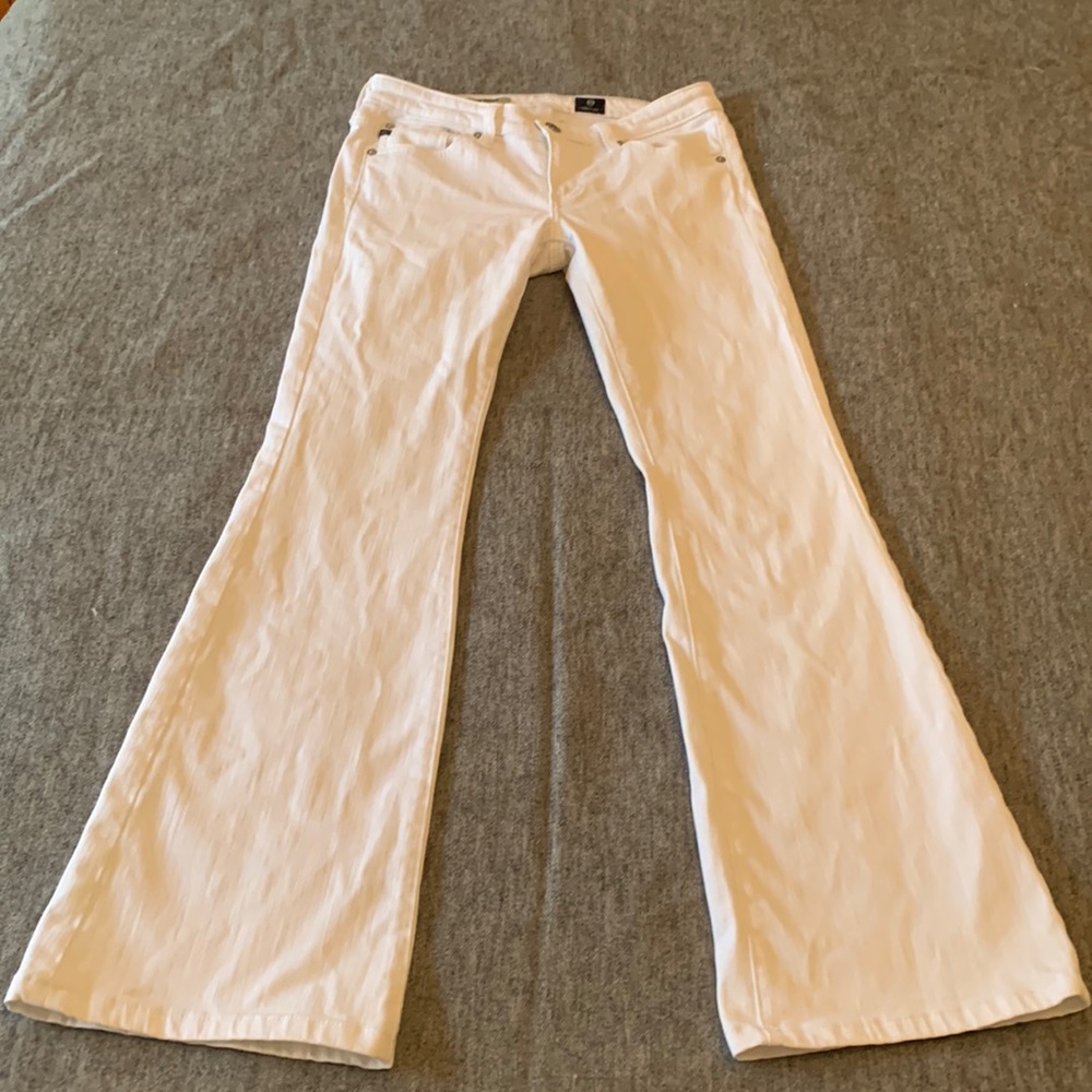 Women’s AG white jeans. Flare leg.